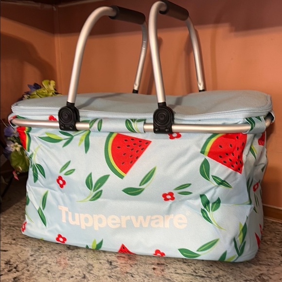 Tupperware Other - Tupperware Blue Picnic Basket with Watermelon Design
